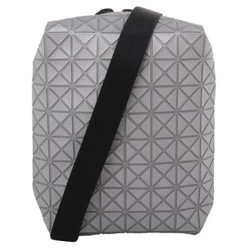 ISSEY MIYAKE 三宅一生  BAOBAO 映光幾何方格附零錢包斜背手機包(亮灰銀)-慈濟