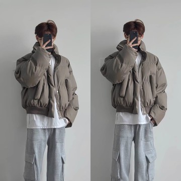 冬天外套 保暖外套 加絨外套 麵包外套 外套pu皮棉服男冬季美式高街情侶棉襖短款立領寬鬆麪包服羽絨棉衣外套10/22