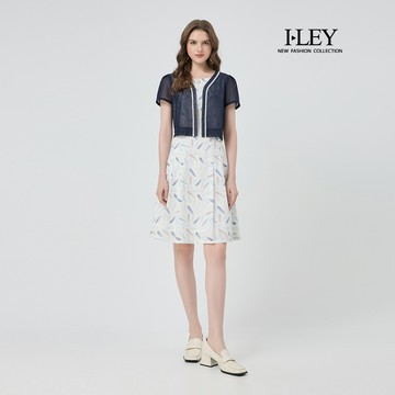 ILEY伊蕾 假兩件純棉印花洋裝(白；M-XL)