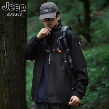 JEEP SPIRIT山系沖鋒風衣男士春季防水防風工裝夾克男外套春秋季