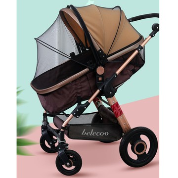 Vanibaby - 通用全罩式嬰兒車蚊帳（加大加密＋支架＋雙向拉鍊）-黑色