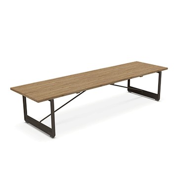 Brut 鑄鐵長凳（深灰框椅腳、橡木、大）