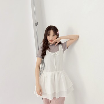 QUEENSHOP_ S 女裝 裝飾綁帶微透膚雙層背心 兩色售 現+預 【01150460】