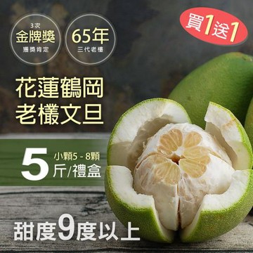 築地一番鮮(買1送1)65年老欉花蓮鶴岡文旦5斤(小顆5-8顆/盒)/共2盒/柚子禮盒
