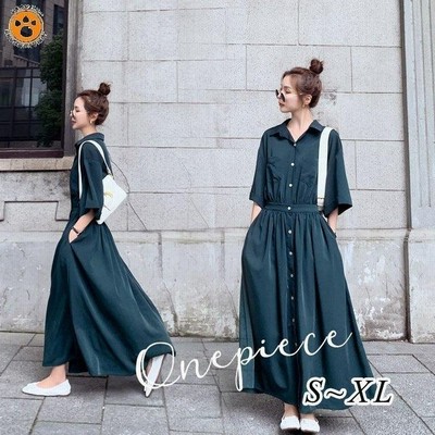 シャツワンピース レディース 上品 40代 半袖 無地 ワンピース 春 夏 シャツワンピ マキシワンピース オシャレ 着痩せ 大きいサイズ 韓国風 ゆったり 30代 50代 通販 Lineポイント最大get Lineショッピング