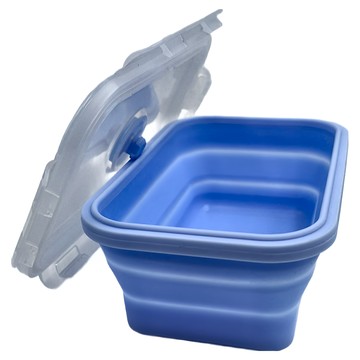 FANCY LIFE 摺疊矽膠保鮮盒 500ml 藍色  1個