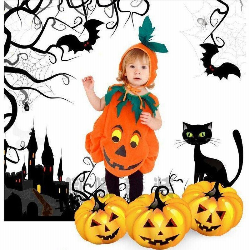 ハロウィン カボチャ パーティ コスプレ 子供 キッズ 幼稚園 ３点セット