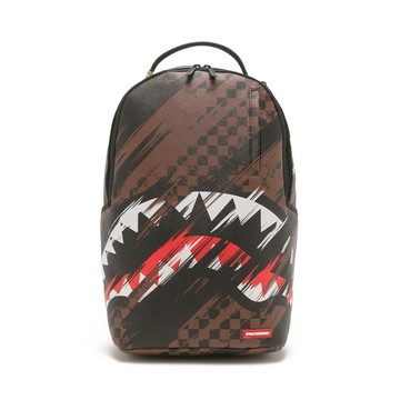 SPRAYGROUND 手刷感棋盤格鋸齒鯊大容量後背包 咖色 G620965