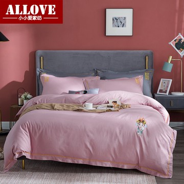 中式全棉純色四件套中國風國粹繡花被套純棉雙人床單民宿床上用品