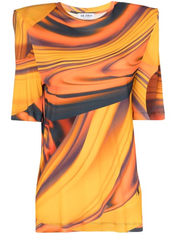 The Attico - Bella abstract-print T-shirt - women - Viscose - 42 - Orange
