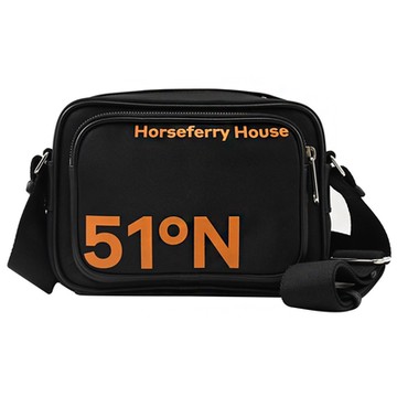 BURBERRY 巴寶莉  PADDY  51°N 座標印花輕量尼龍斜背拉鍊相機包/方包(黑)