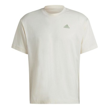 adidas Solid Color Logo Alphabet Round Neck Sports Short Sleeve White