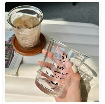玻璃咖啡杯冰美式杯子家用水杯高顏值英文字母拿鐵牛奶杯飲料酒杯【繁星小鎮】