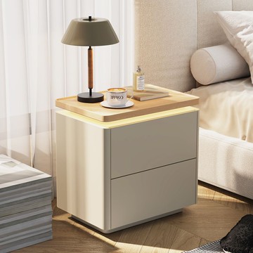 免運可開票 床頭柜原木風現代簡約主臥室邊柜小型落地方形儲物柜置物柜奶油風 快速出貨pyy616