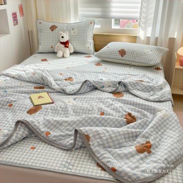 夏季類乳膠涼席夏被四件套新款單人宿舍冰絲席三件套可水洗四件套