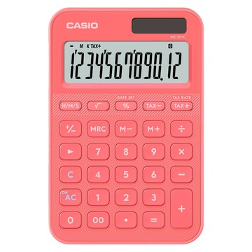 CASIO 卡西歐 12位數計算機 MS-20YC-CL  珊瑚紅  1個
