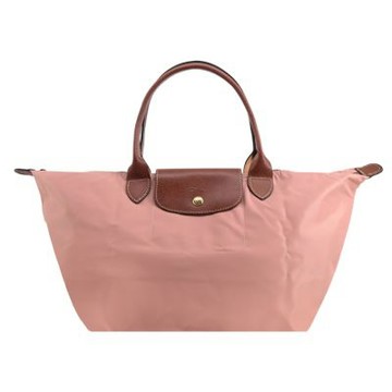 LONGCHAMP LE PLIAGE系列再生尼龍寬版摺疊肩背/手提水餃包(大/粉紅茶)