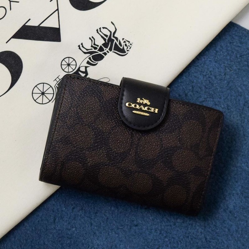 コーチ COACH 折財布 二つ折り シグネチャー （カーキ×ライト