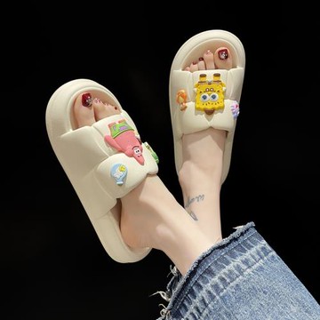 踩屎感拖鞋女夏季時尚外穿卡通可愛室內居家洗澡防滑厚底沙灘涼拖