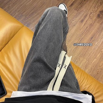 美式牛仔褲男款春秋新潮流工裝高街vibe褲子大碼寬松直筒休閑長褲