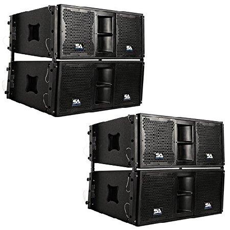 Seismic Audio SALA-210-PKG1 Four Passive 2x10 Line Array Speakers with Dual Compression Drivers PA DJ Band Live Sound