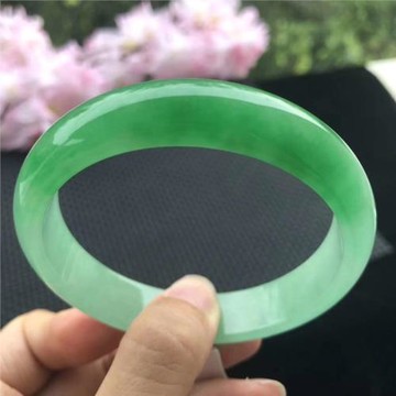 天然緬甸翡翠手鐲正圈飄綠花玉鐲子冰糯種陽綠翡翠手鐲女款帝王綠