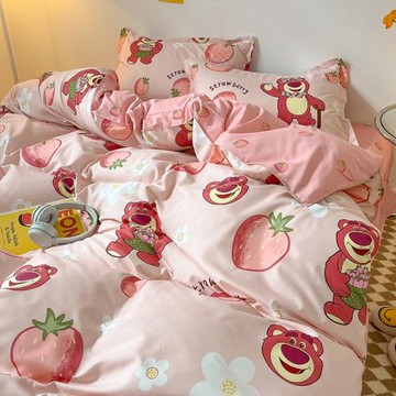 草莓熊被套單件150x200卡通迪士尼非全棉純棉單人被罩200x230兒童