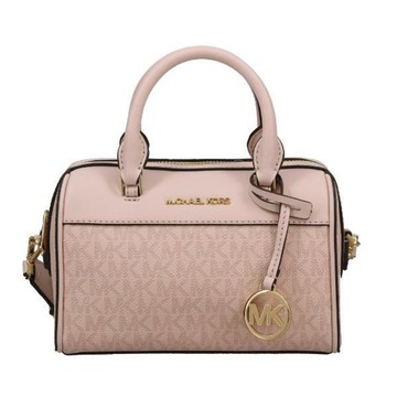 MICHAEL KORS - 滿版LOGO拼接皮革兩用包 (粉)