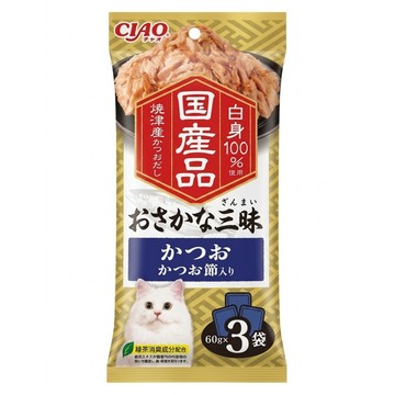 INABA CIAO 啾嚕 豪華魚三昧餐包  鰹魚 + 柴魚片  180g  1袋
