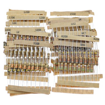 30種0.5W碳膜電阻1/2W直插1歐~3M歐常用四色環電阻器元件包精度5%