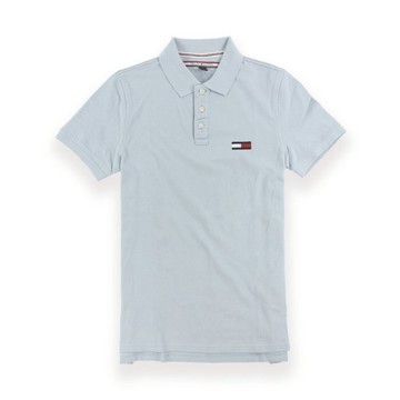 美國百分百【全新真品】Tommy Hilfiger Polo衫 TH 短袖 上衣 素面 網眼 大logo S號 淺藍 I387