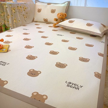 夏季冰絲涼席三件套1.5m兒童空調軟席子可機水洗折疊單人裸睡藤席