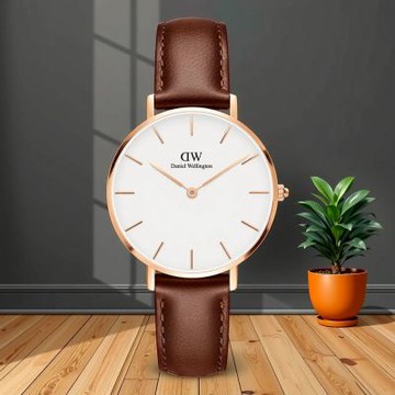 Daniel Wellington DW 女錶 Petite St Mawes 經典極簡手錶 新春換新 送禮首選-28mm/玫瑰金框x焦糖棕皮帶 DW00100231
