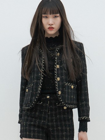 Metallic Button Boucle Tweed Jacket