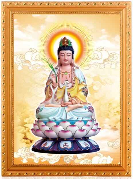佛像掛畫觀世音菩薩掛畫佛像畫像3D立高清體保平安可訂做有框