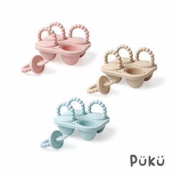 【PUKU 藍色企鵝】午茶多拿滋矽膠冰盒4格-(三色)