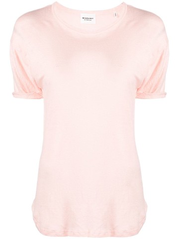 MARANT ÉTOILE - round-neck linen T-shirt - women - Linen/Flax - XS - Orange