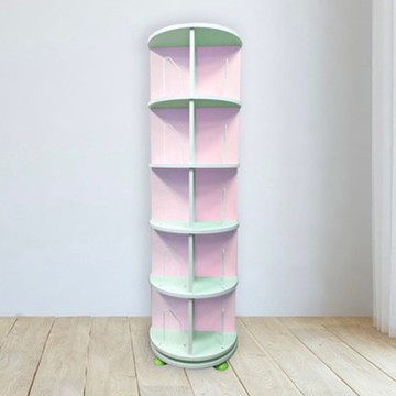 第一博士 - 360° 旋轉書櫃-五層式(高度167cm)-粉圓綠方-支架16入+水平儀4入