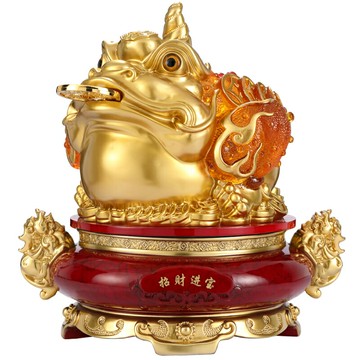 招財金蟾擺件三足蟾蜍金蟬聚寶盆辦公室裝飾品店鋪喬遷開業送禮品