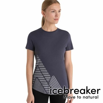 【icebreaker】Sphere Cool Lite女圓領短袖衣125-高峰探索『石墨灰』戶外 運動 柔軟 舒適 羊毛 吸濕 排汗 抑味 控溫 0A56YL