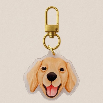 壓克力吊飾-黃金獵犬 40mm寫實風格插畫