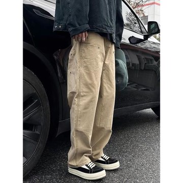 卡其色伐木工裝褲男款秋季美式復古vibe風褲子cleanfi直筒休閑褲