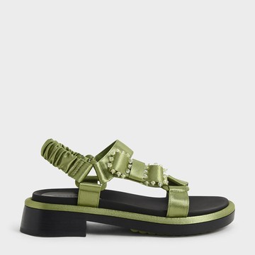 Miko 緞面厚底涼鞋