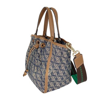 BSL復刻丹寧束繩手提包+帶 咖