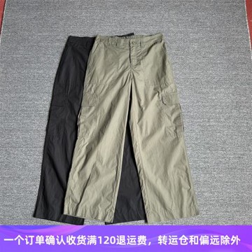 出口加拿大單 大碼全棉闊腿褲女薄款高腰直筒多兜休閑百搭工裝褲