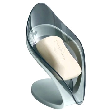 KOTI日安生活 透明樹葉型瀝水肥皂盒 - 透明灰  1個