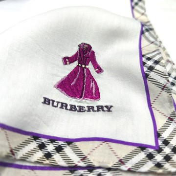 Burberry 古董手帕 紫色大衣 極簡約 23 x 22.5 英吋