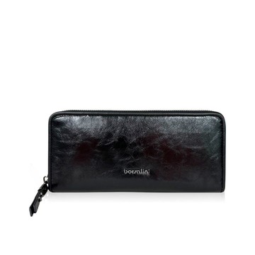 BORSALINI 酷黑悠遊拉鍊M長夾