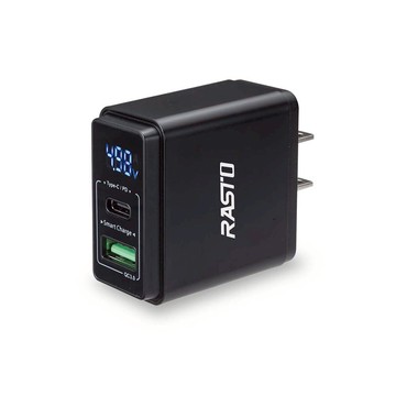 【特價】RASTO RB10 電流+電壓顯示 20W PD+QC3.0 雙孔快速充電器