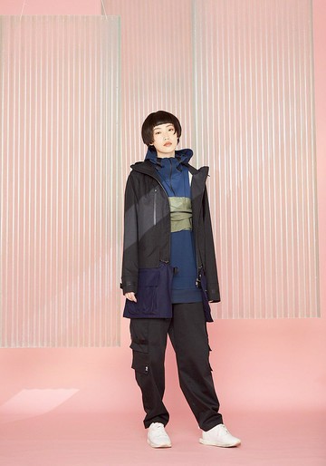 拆卸口袋防水風衣 - 黑 (Xpore)